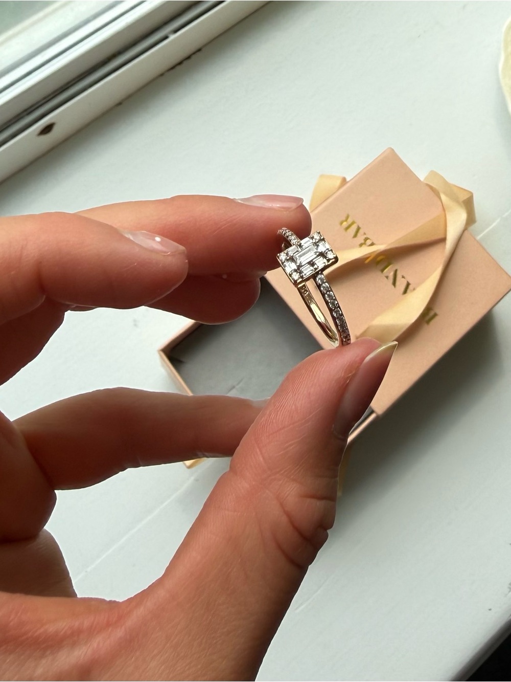 Pandora rose gold Ring with Clear Stones